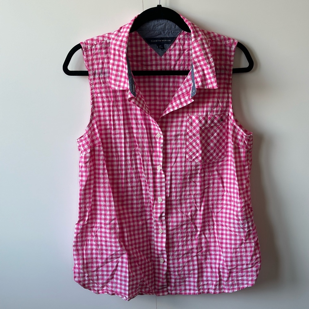 Tommy Hilfiger Pink Sleeveless Button Down Shirt